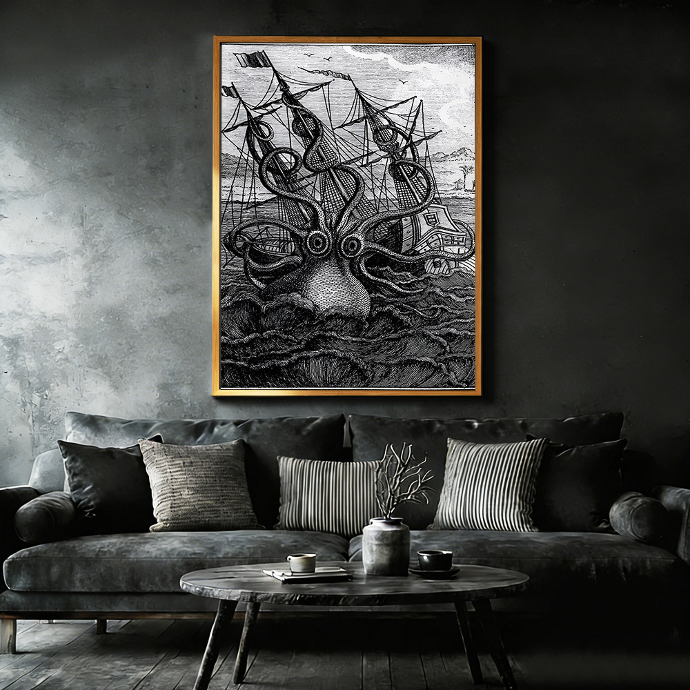Giant Octopus Framed Canvas Print