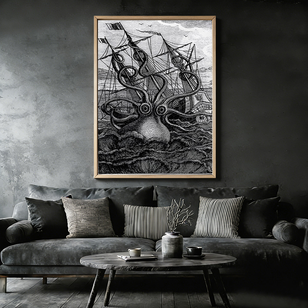 Giant Octopus Framed Canvas Print