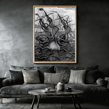 Giant Octopus Framed Canvas Print