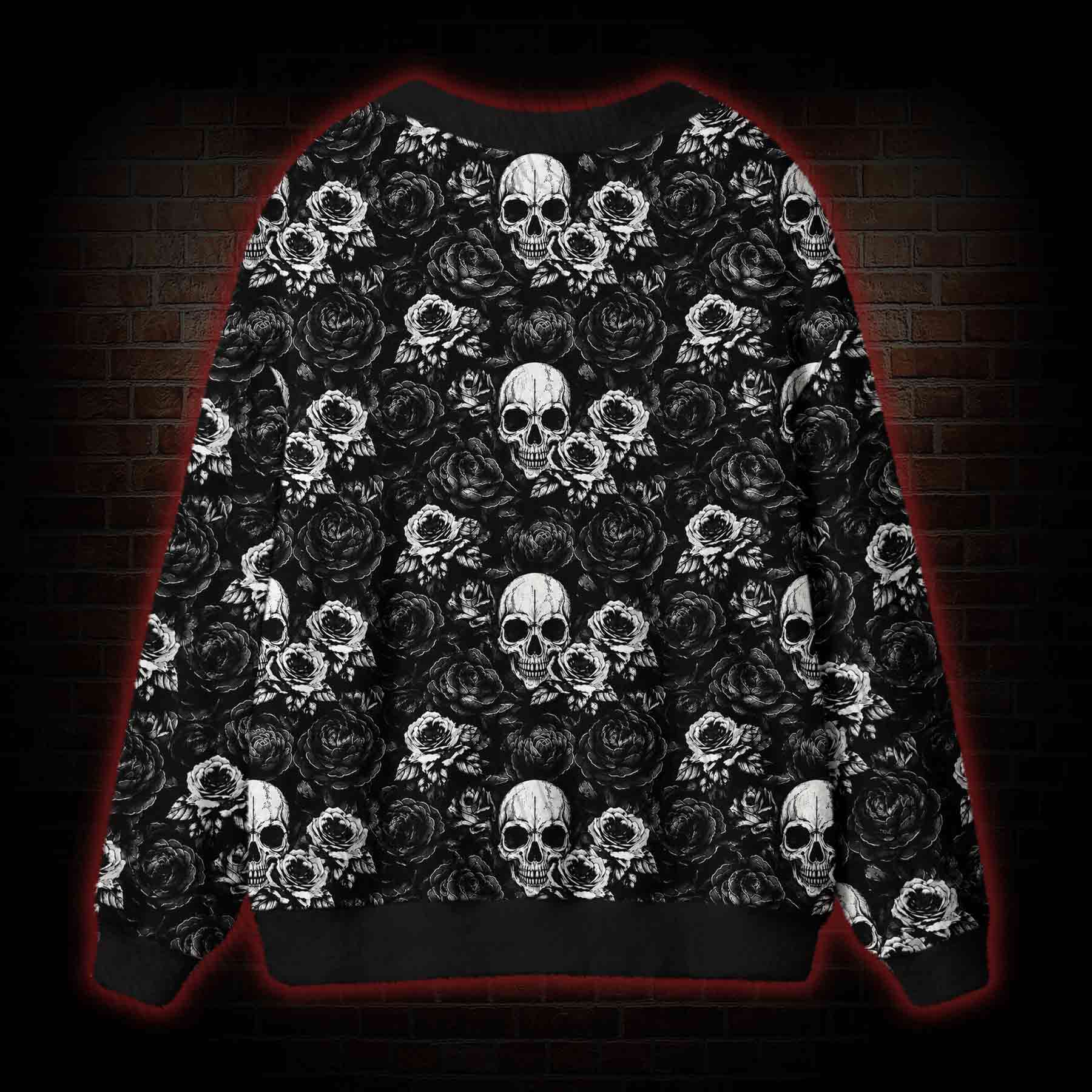 Dark Skull Bloom Cardigan Sweater