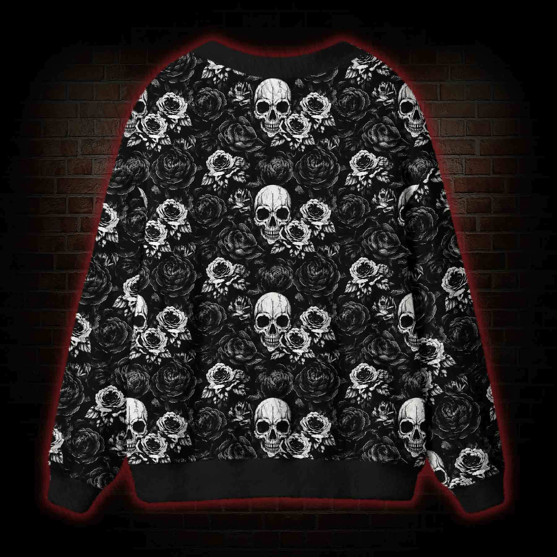 Dark Skull Bloom Cardigan Sweater