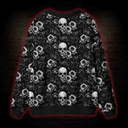 Dark Skull Bloom Cardigan Sweater