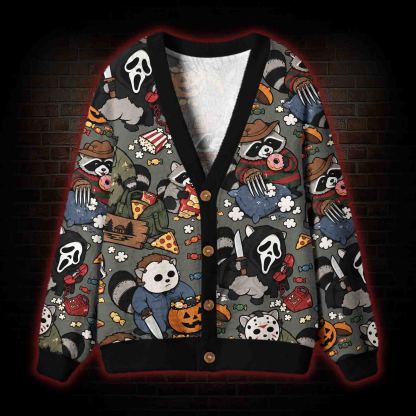 Raccoon Slasher Cardigan Sweater