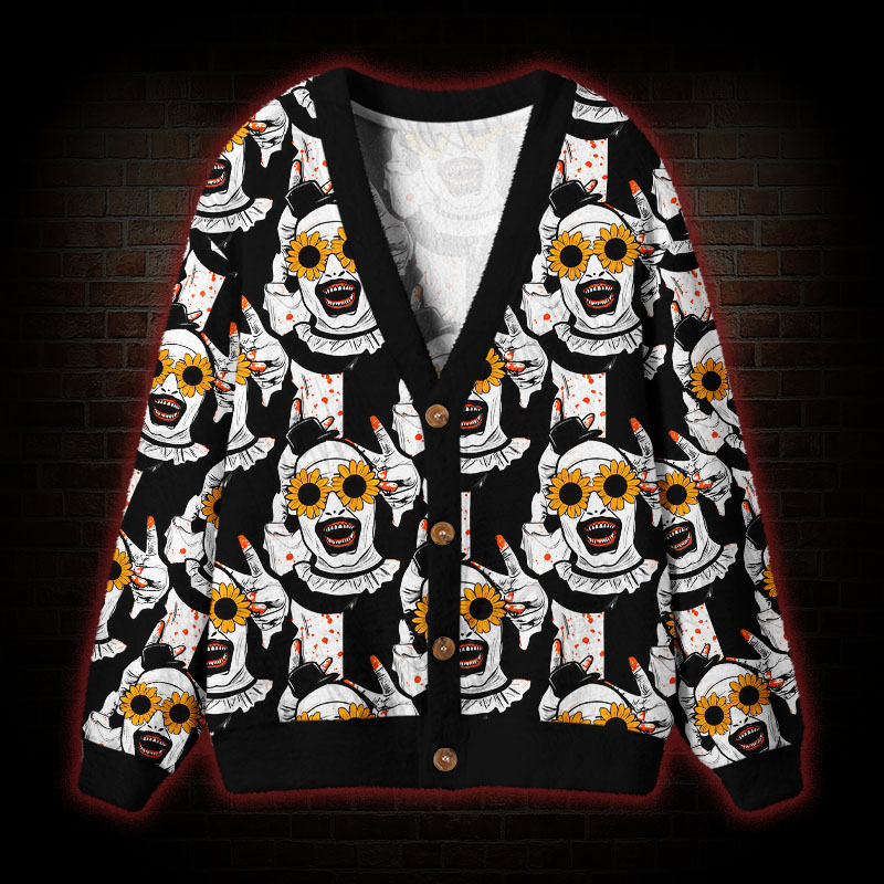 Art Clown Sunflowers Cardigan Sweater