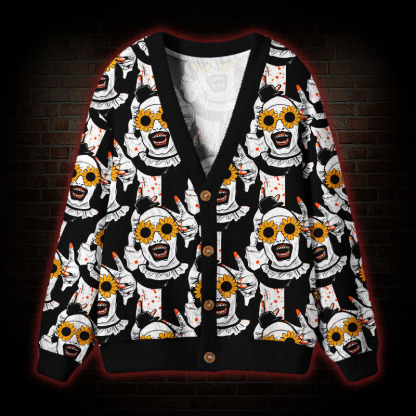 Art Clown Sunflowers Cardigan Sweater