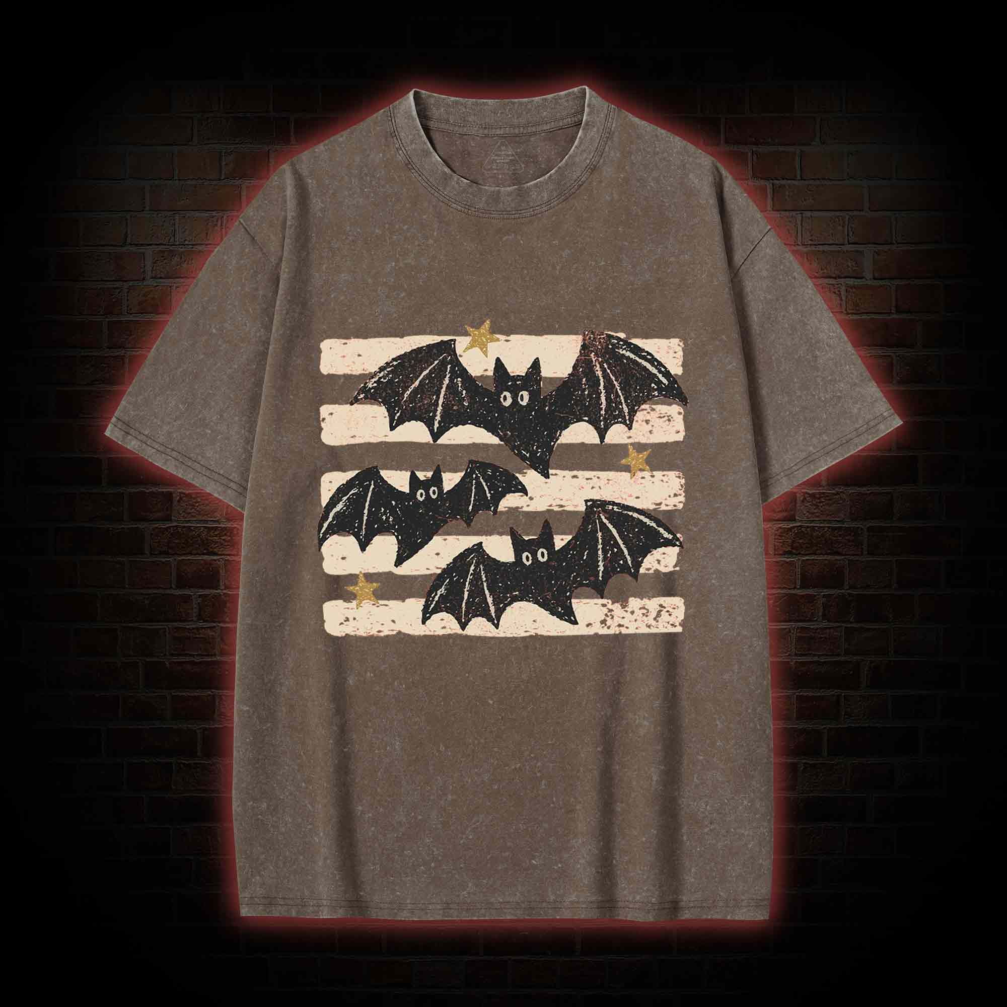 Vintage Bat Halloween Washed T-shirt