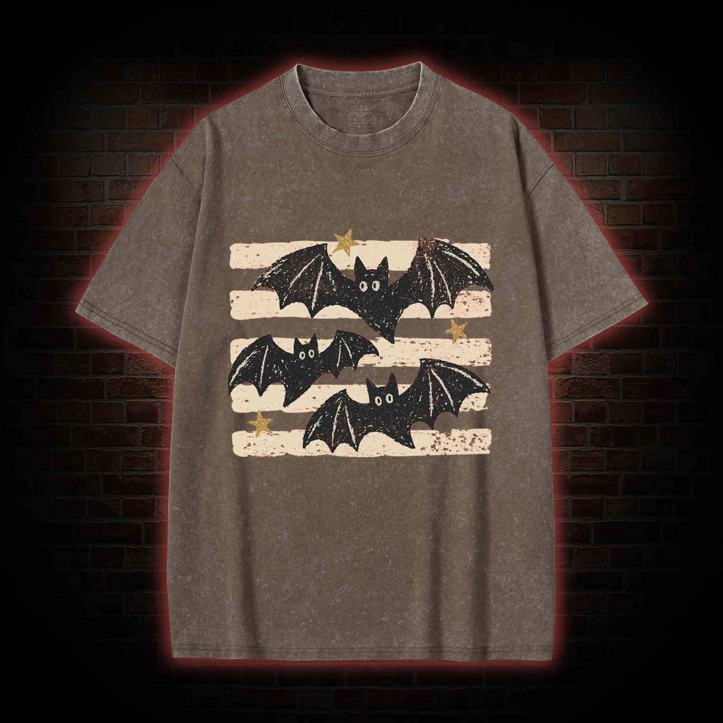 Vintage Bat Halloween Washed T-shirt