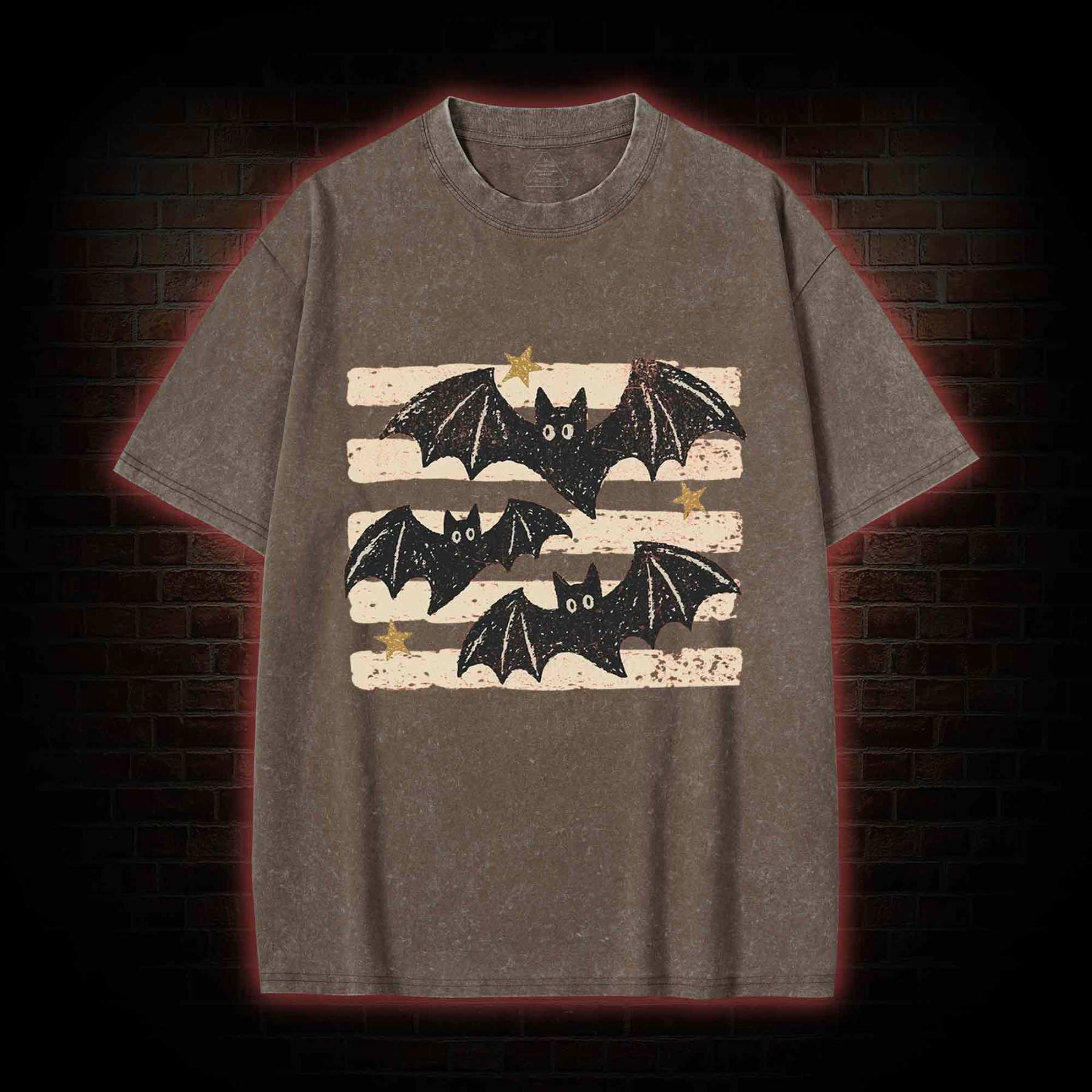 Vintage Bat Halloween Washed T-shirt
