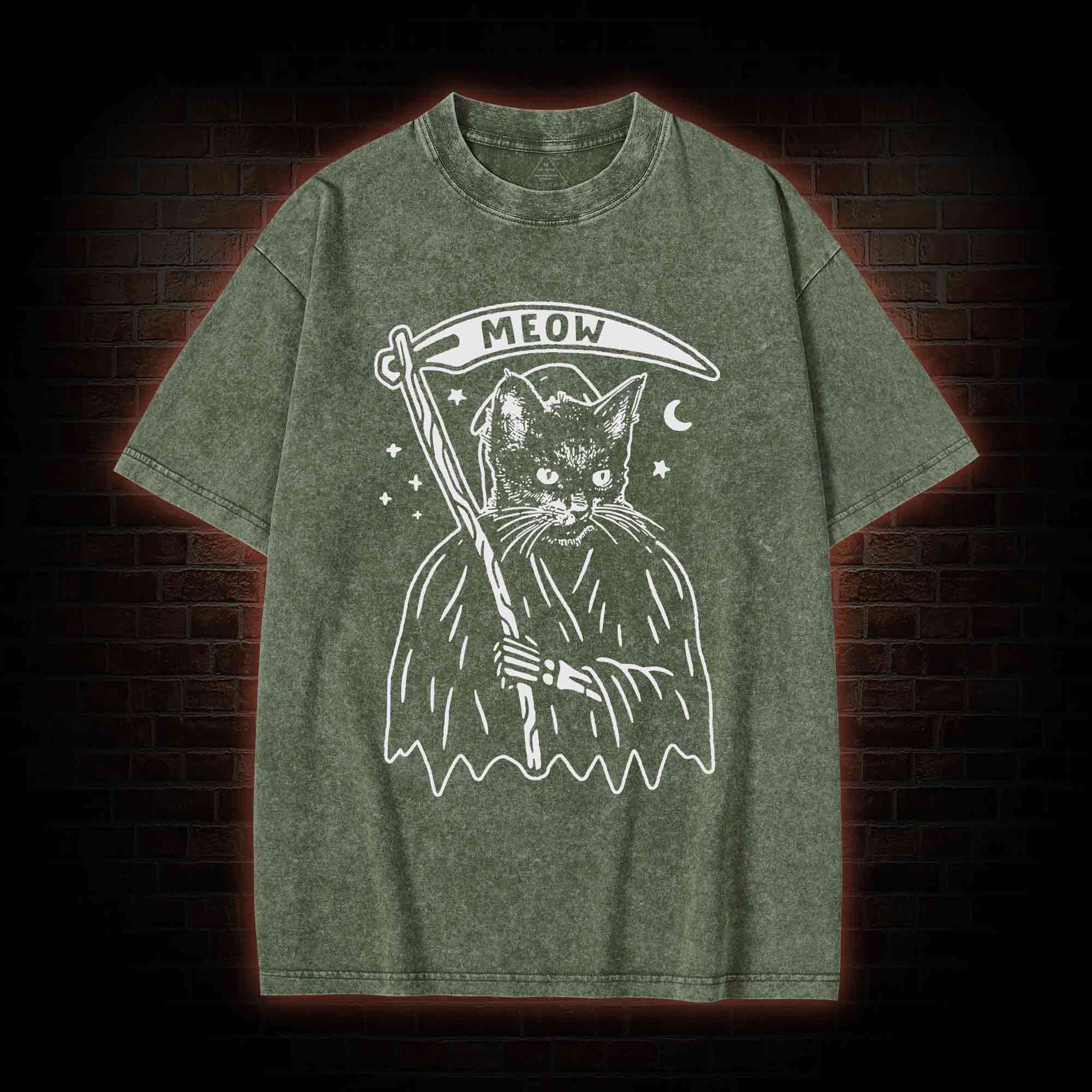 Death Meow Washed T-shirt