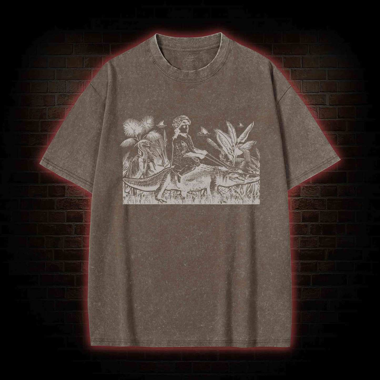 Girl Riding Alligator Washed T-shirt
