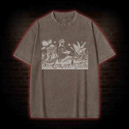 Girl Riding Alligator Washed T-shirt