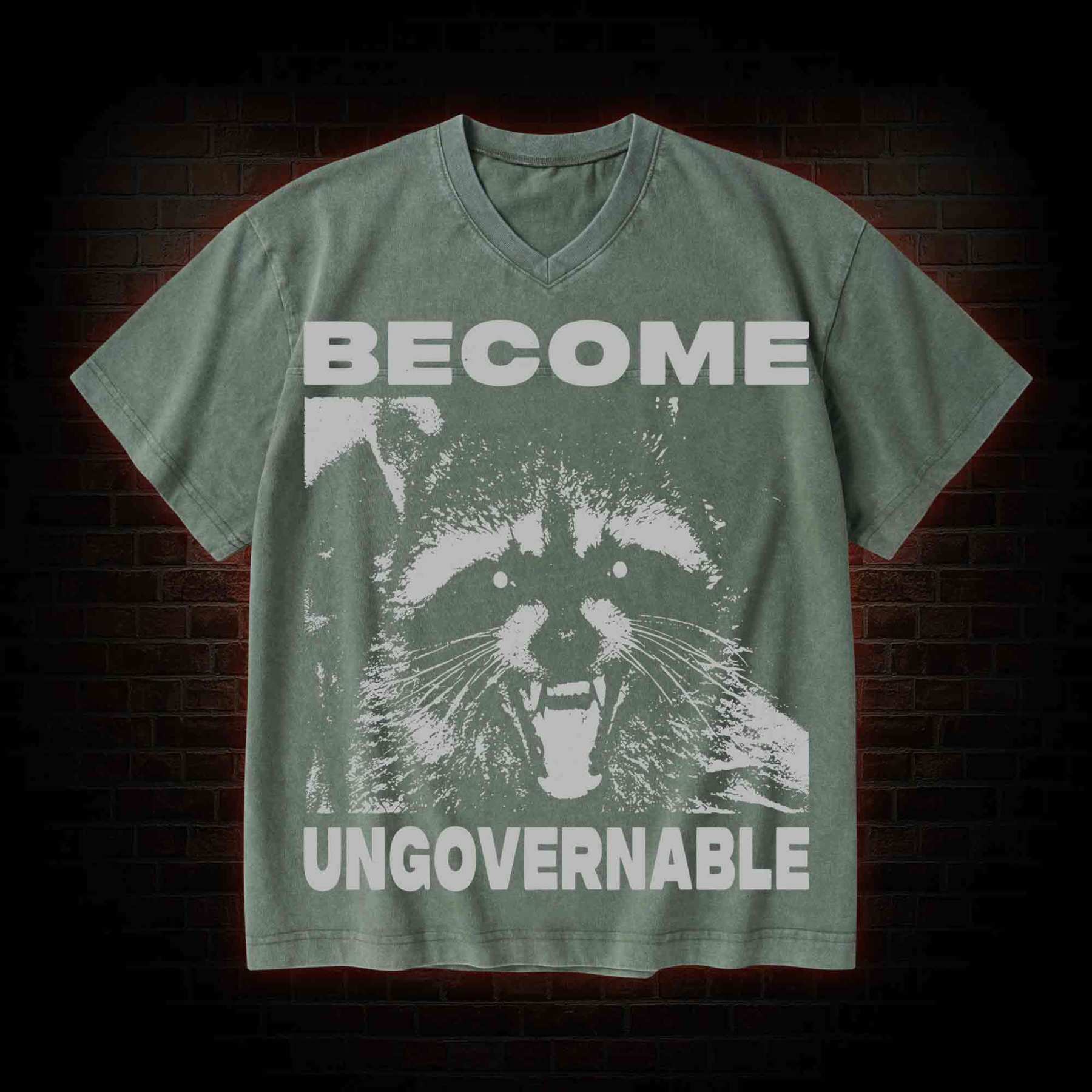 Become Ungovernable V-Neck Streetwear Washed T-shirt