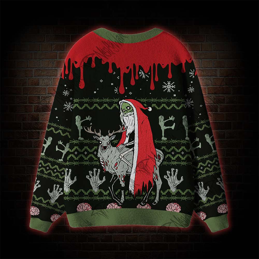 Zombie Santa Cardigan Sweater