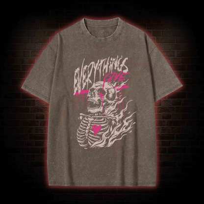 Everything's Fine Skeleton Washed T-shirt