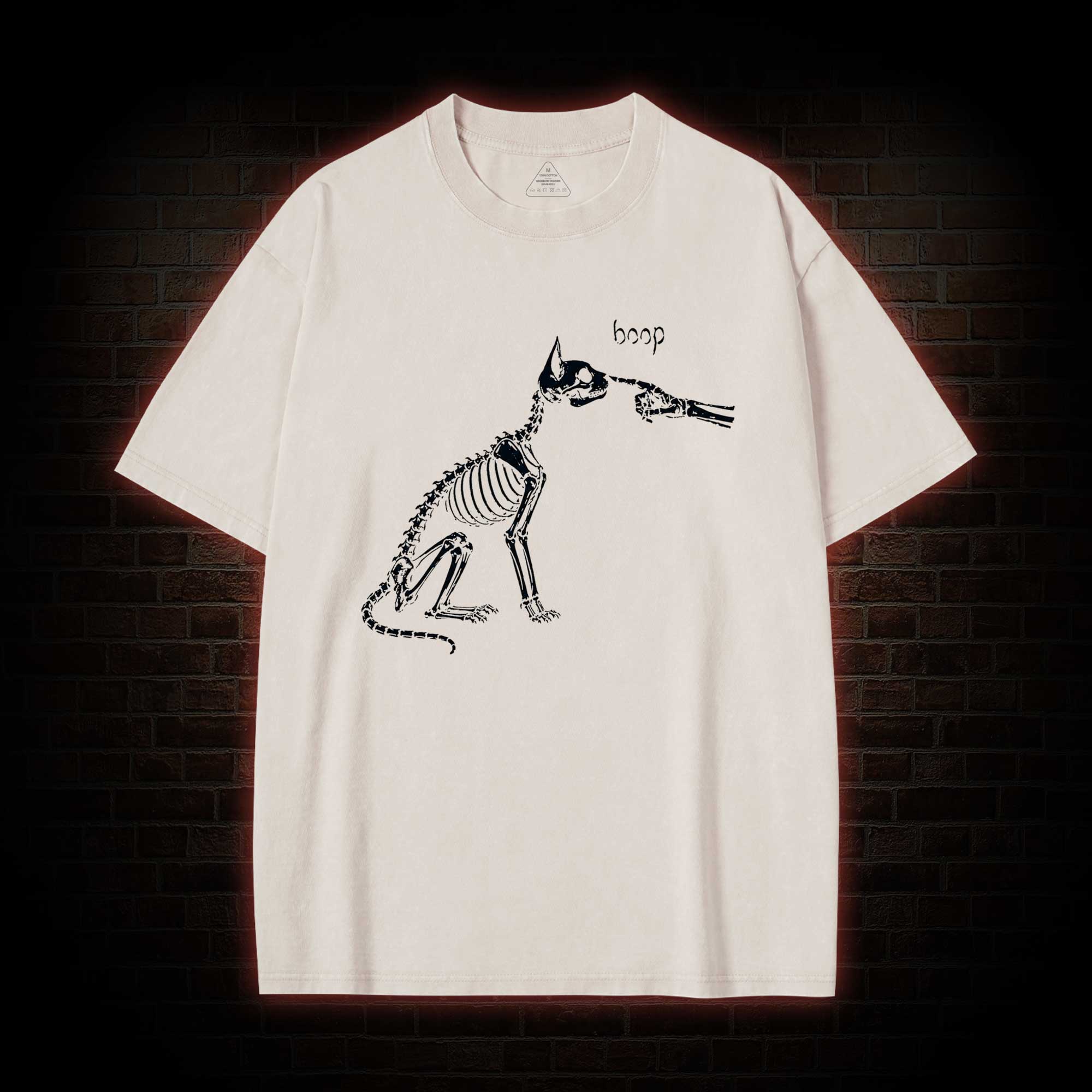 Skeleto Cat Boop Washed T-shirt