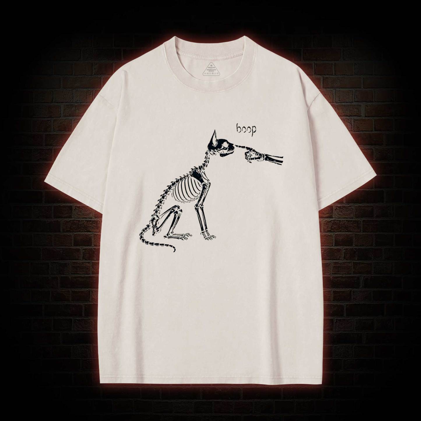 Skeleto Cat Boop Washed T-shirt