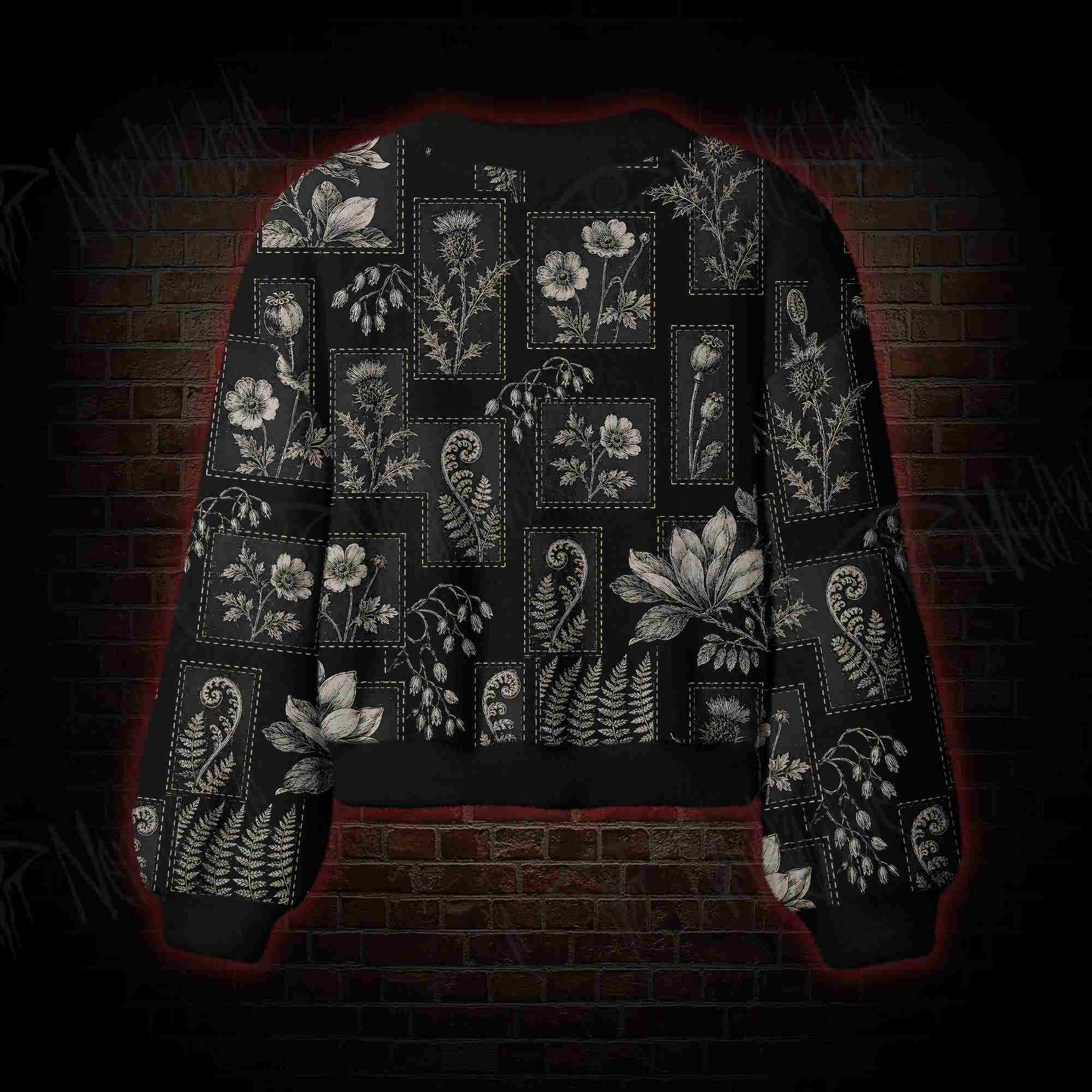 Botanical Noir Women's Cardigan Sweater