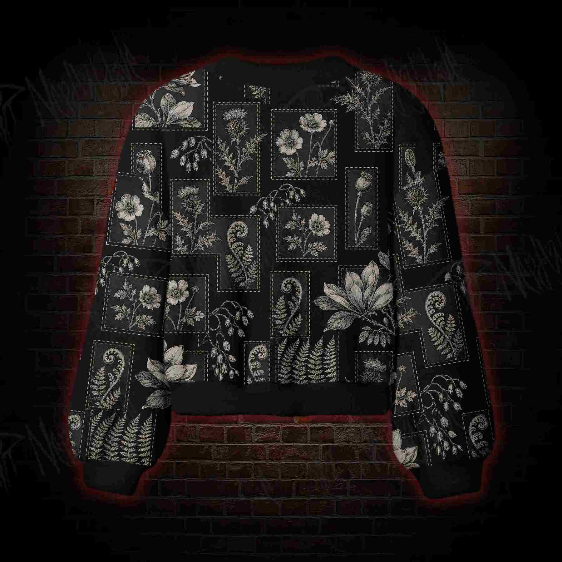 Botanical Noir Women's Cardigan Sweater