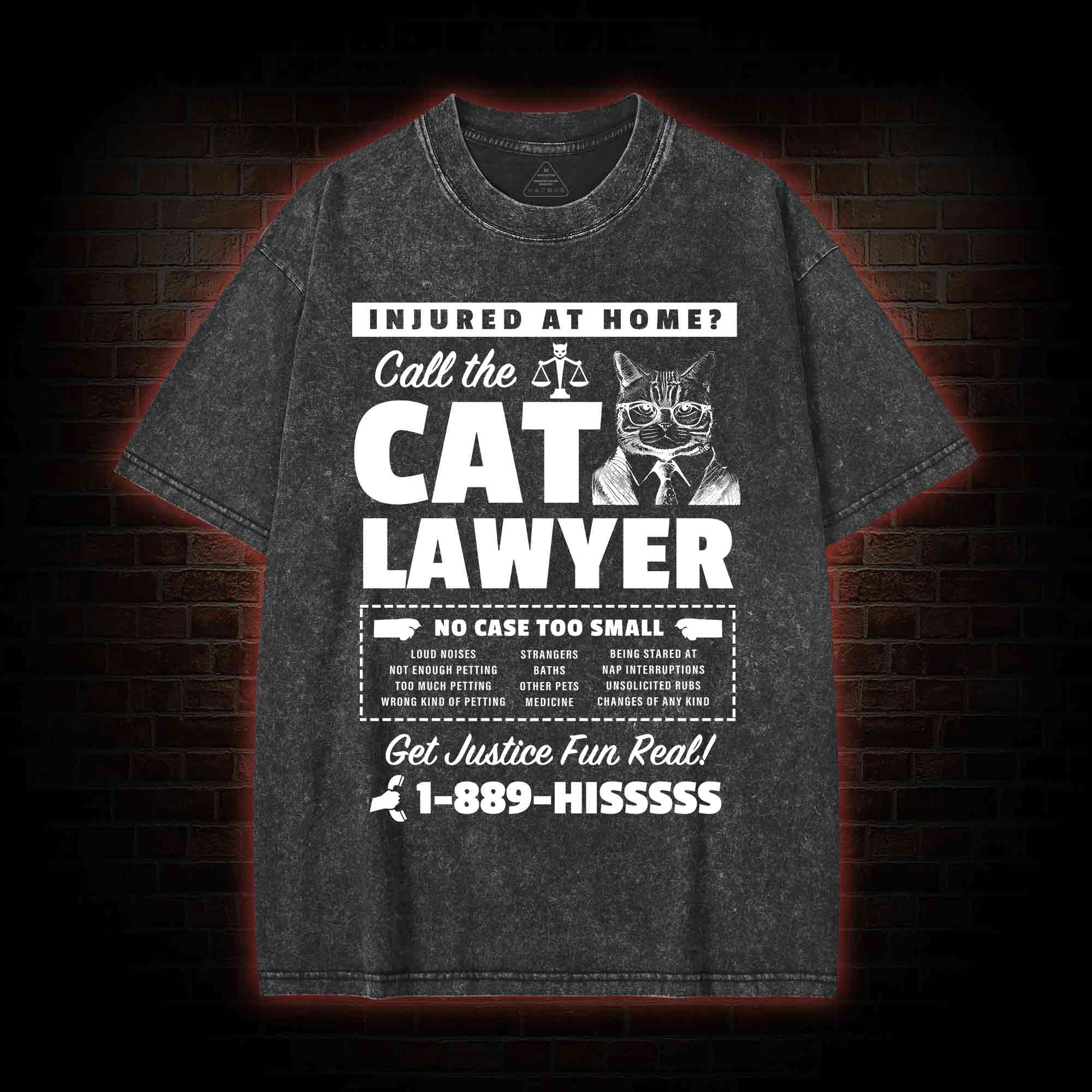 Call The Cat Lawyer Washed T-shirt