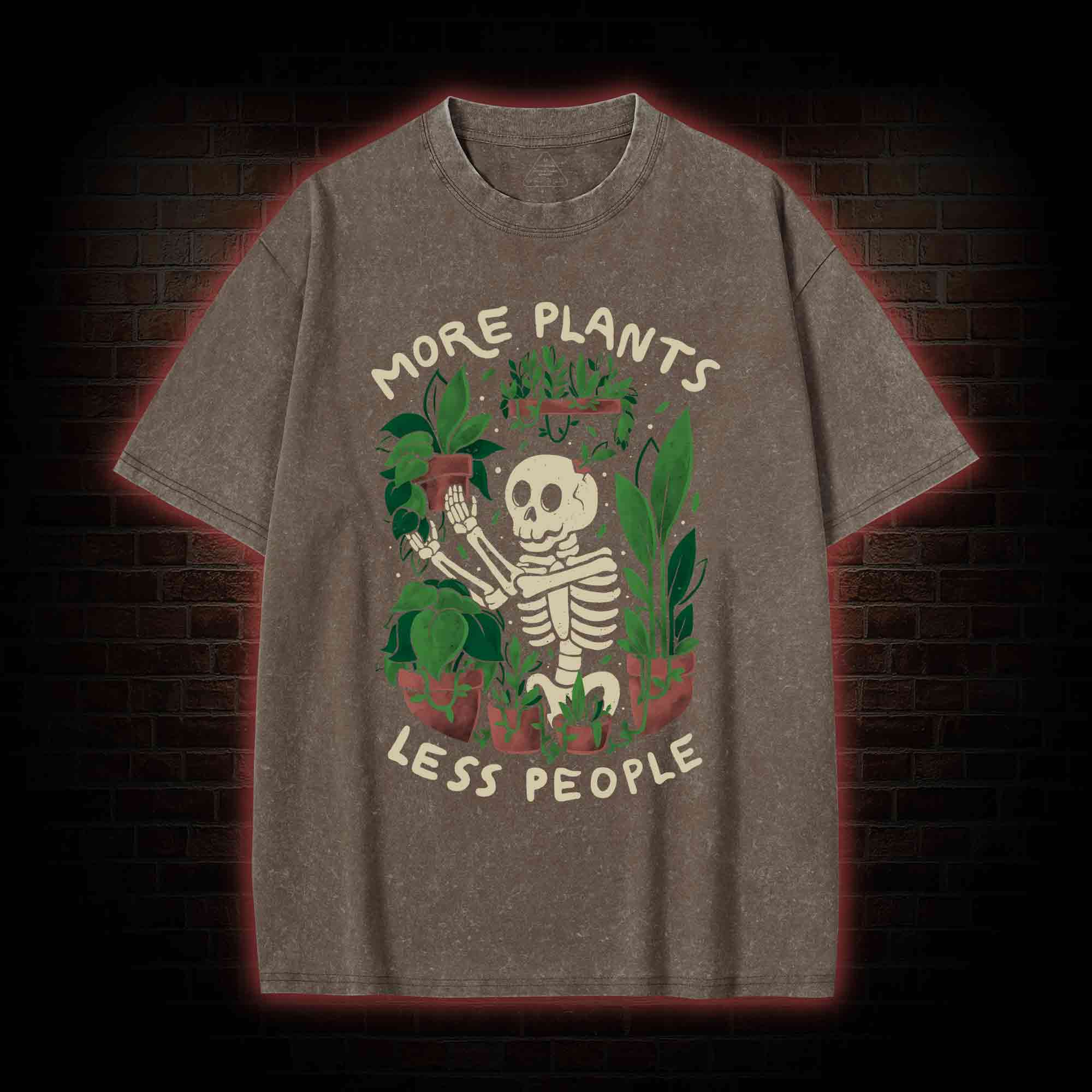 More Plants Less People Washed T-shirt