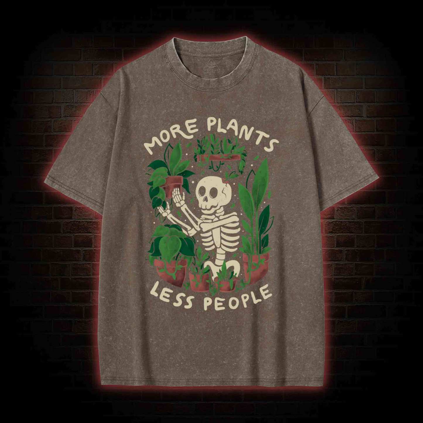 More Plants Less People Washed T-shirt