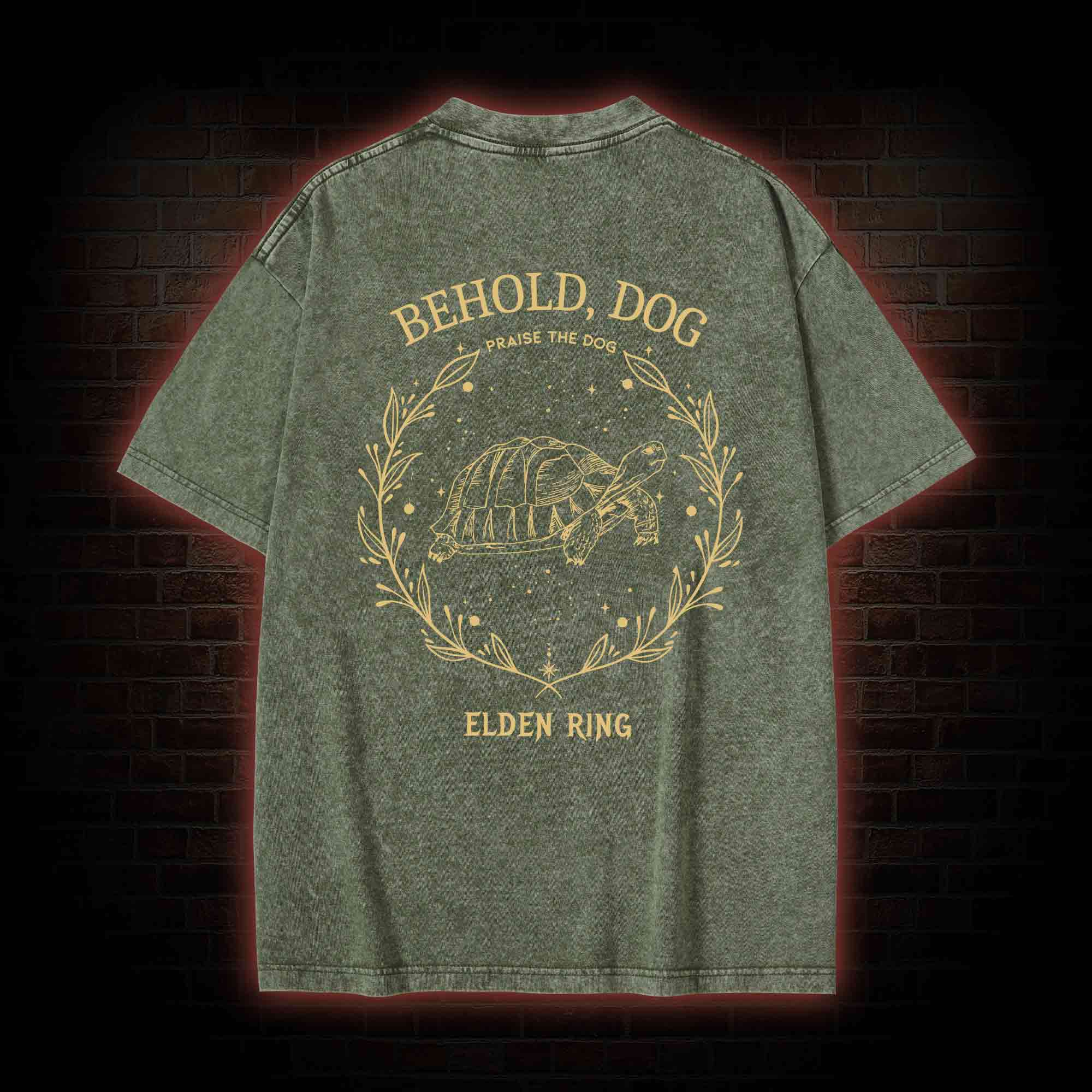 Behold Dog Front Back Washed T-shirt