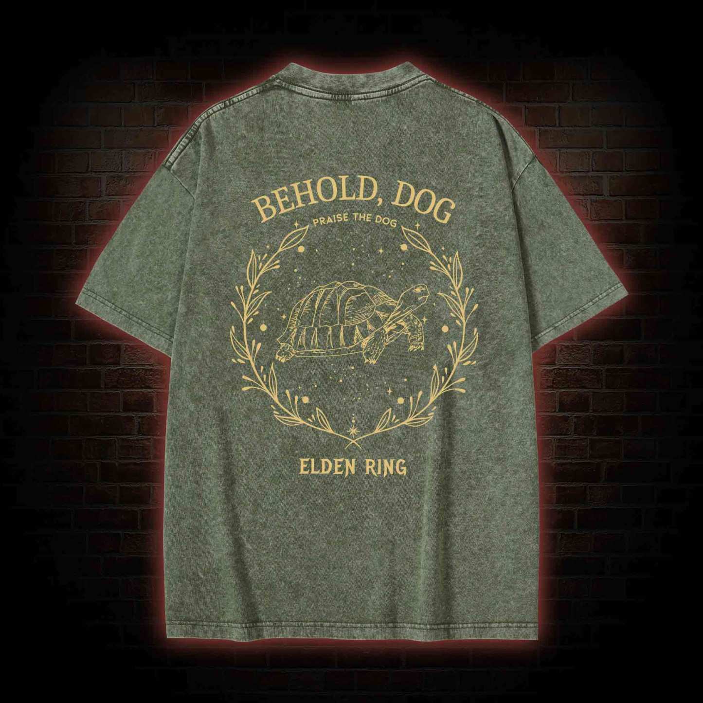 Behold Dog Front Back Washed T-shirt