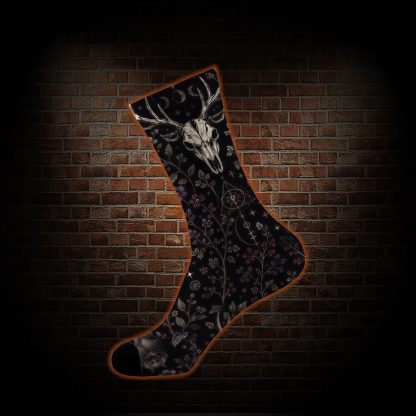 Occult Forest Stag Skull Floral Socks