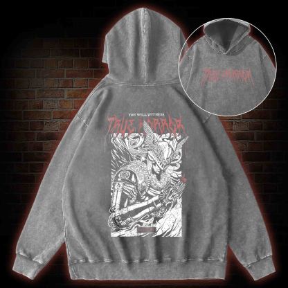 You Will Witness True Horror Back Print Washed Hoodie