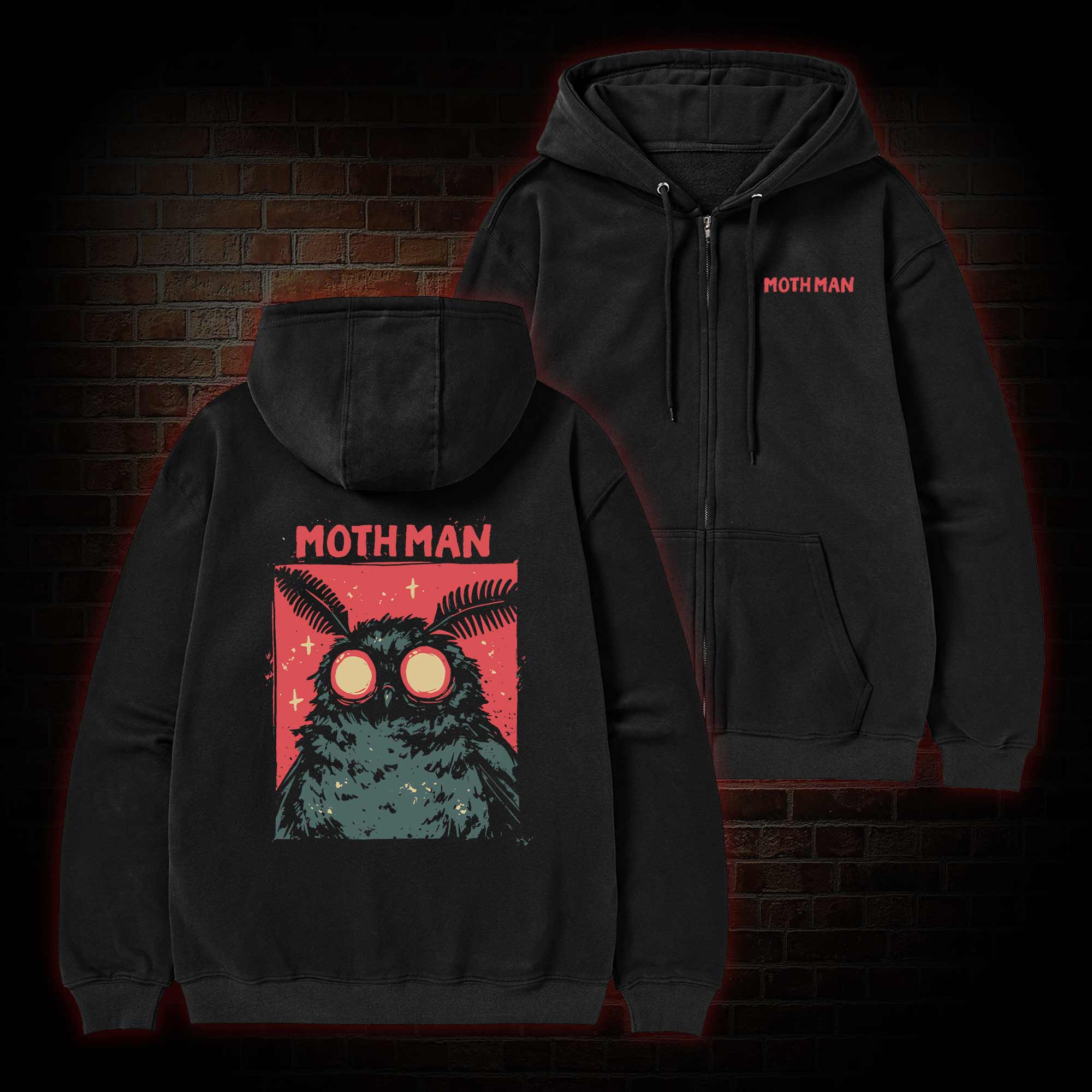 Cryptid Mothman Zipper Hoodie