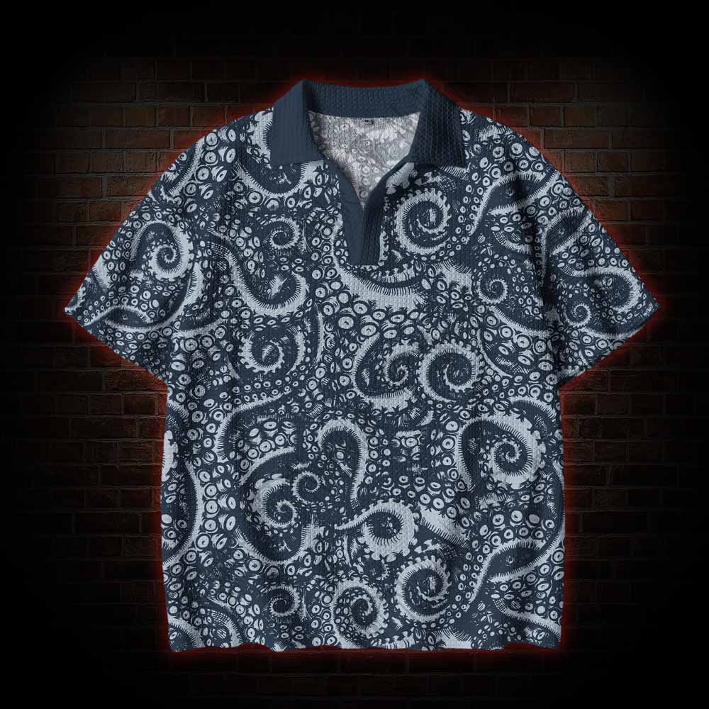 Octopus Tentacles Crochet Knit Polo Shirt