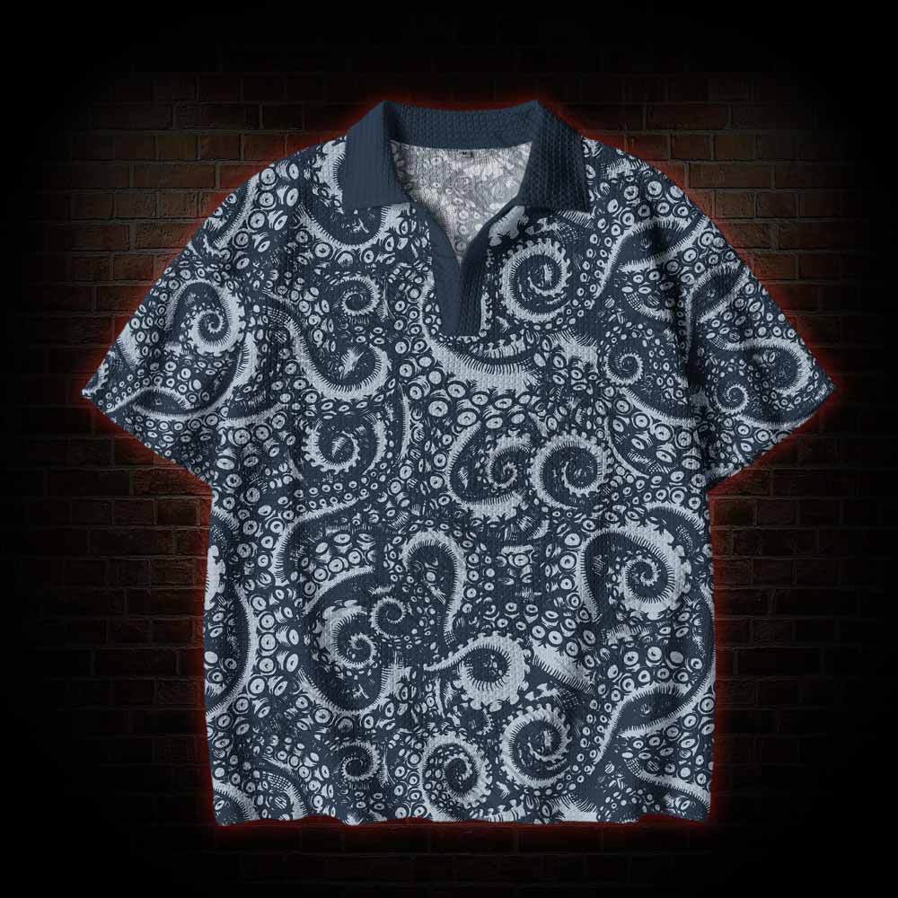 Octopus Tentacles Crochet Knit Polo Shirt