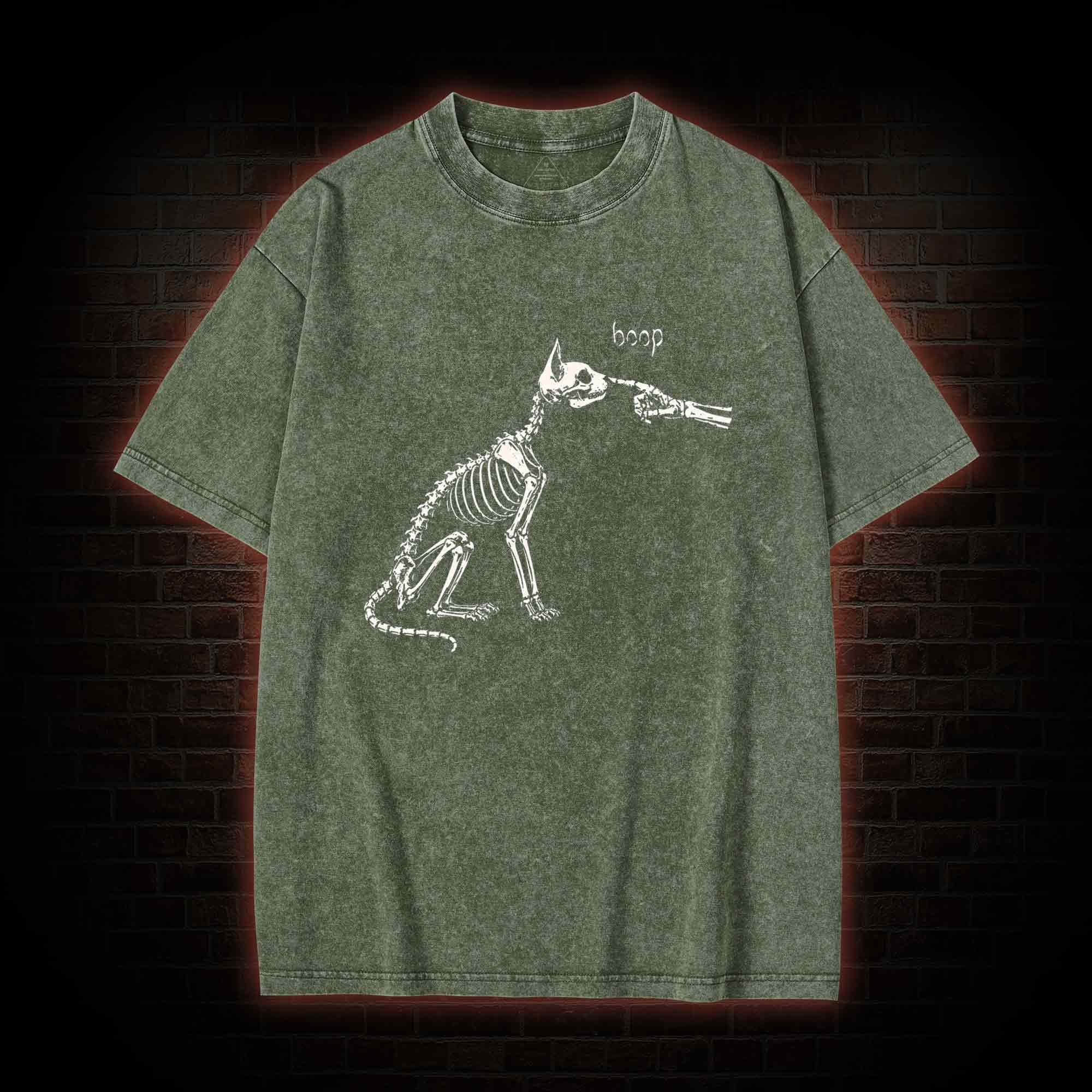 Skeleto Cat Boop Washed T-shirt