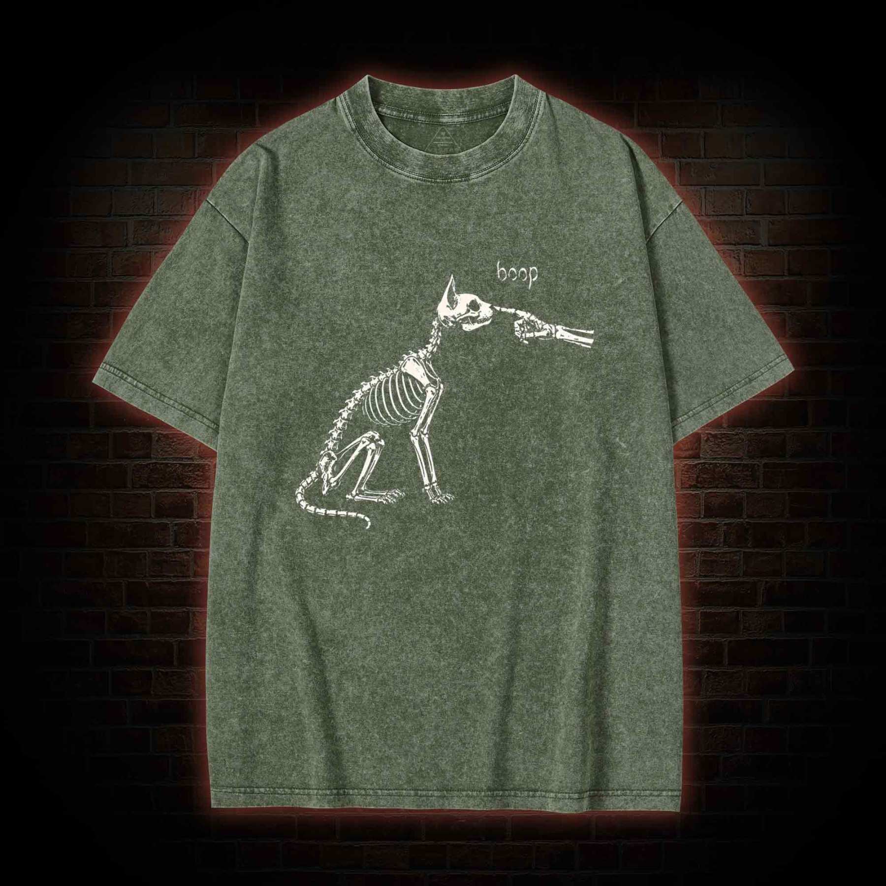 Skeleto Cat Boop Washed T-shirt