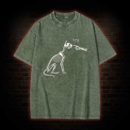 Skeleto Cat Boop Washed T-shirt