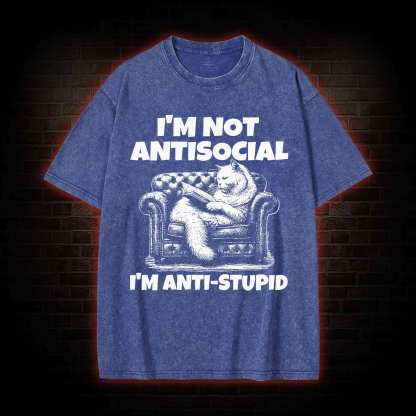 I'm Not Antisocial Washed T-shirt