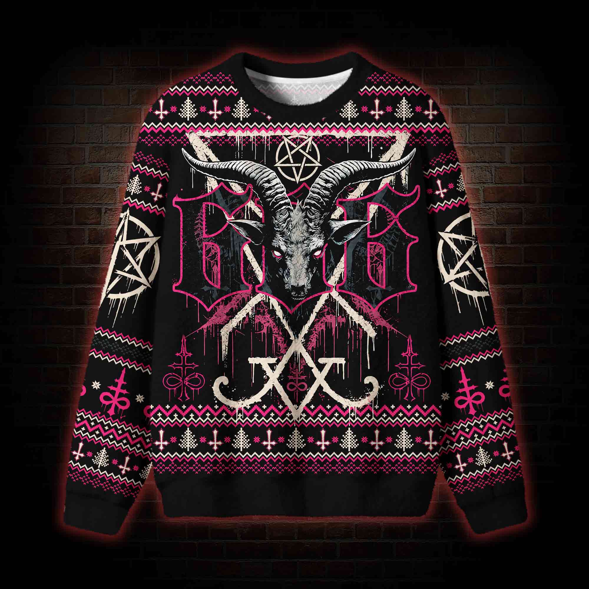 Baphomet Xmas Ugly Sweatshirts