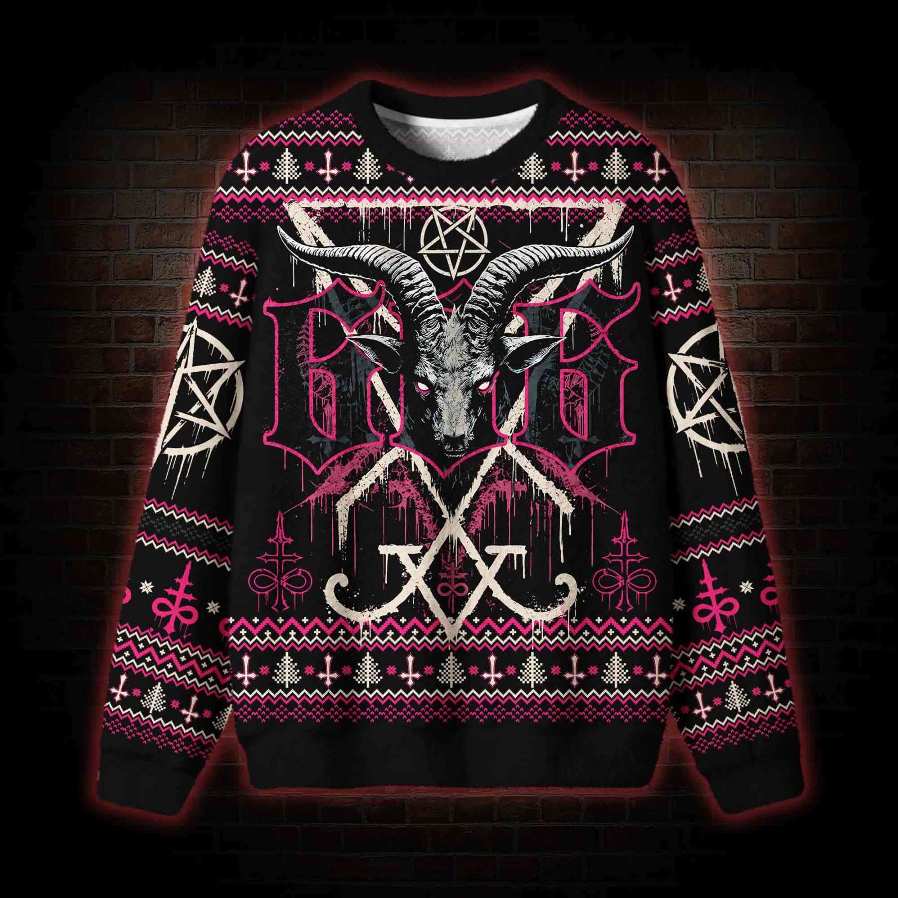 Baphomet Xmas Ugly Sweatshirts