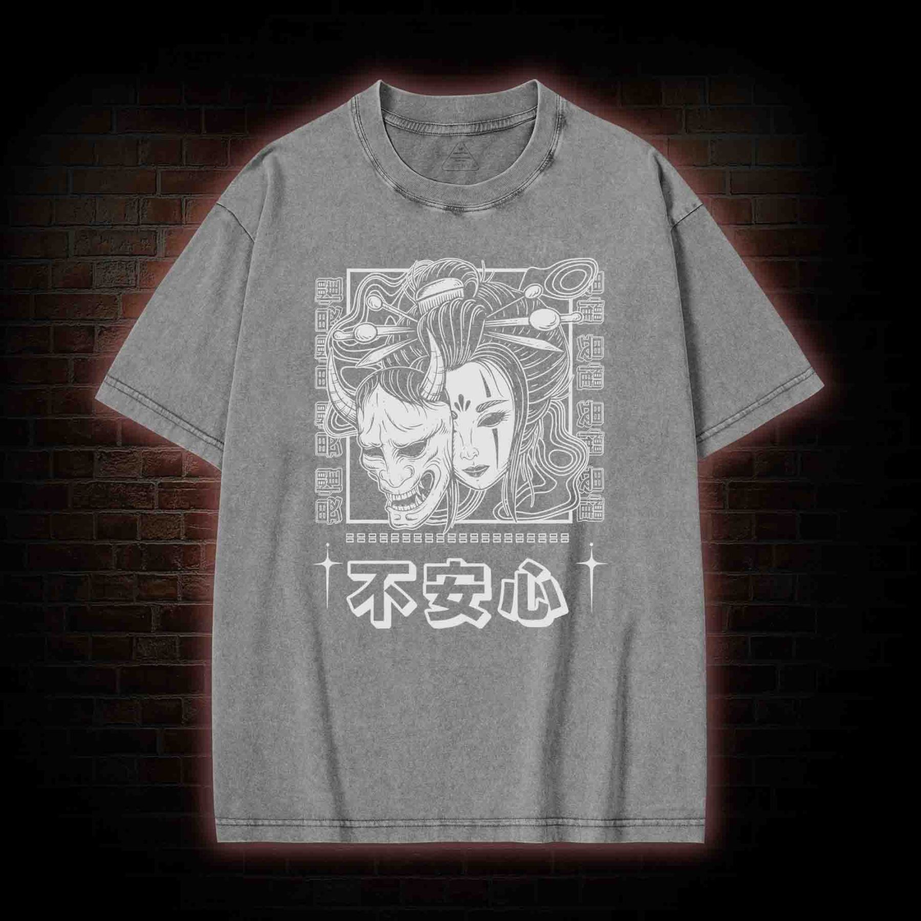 Geisha Woman Mask Washed T-shirt