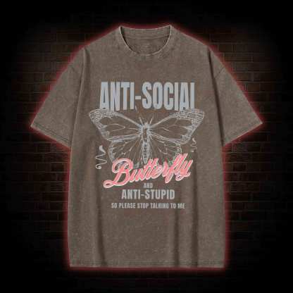 Anti-Social Butterfly Washed T-shirt
