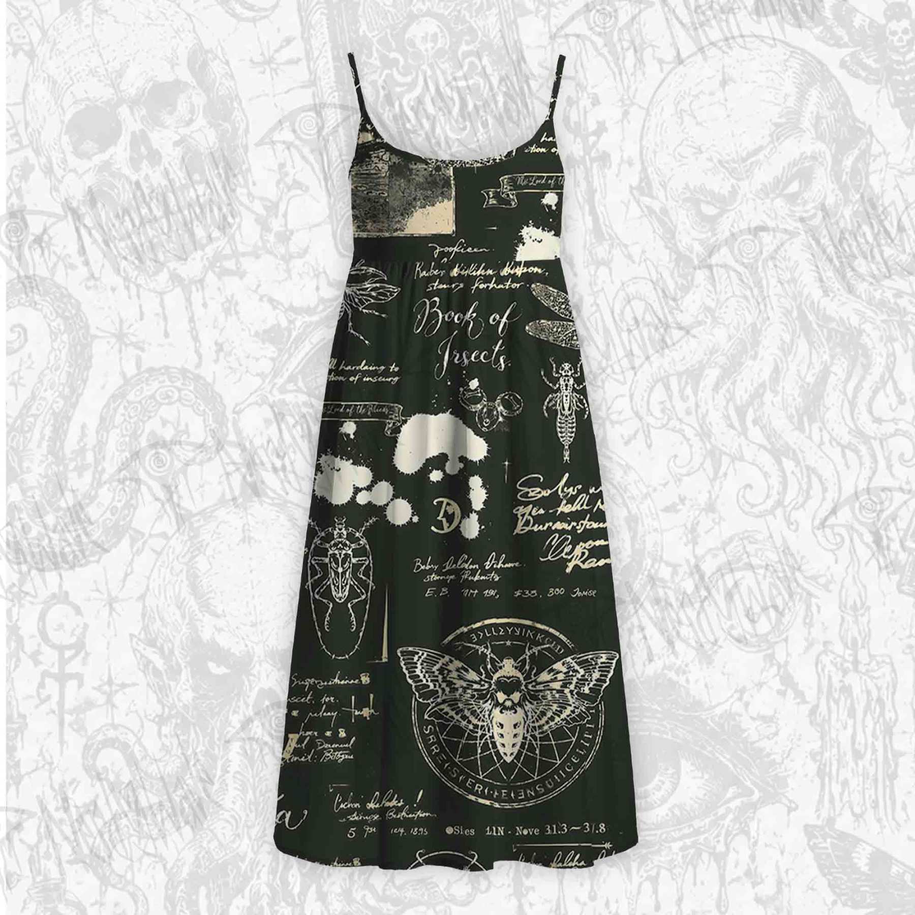 Retro Insects Eyes Strap Midi Sundress