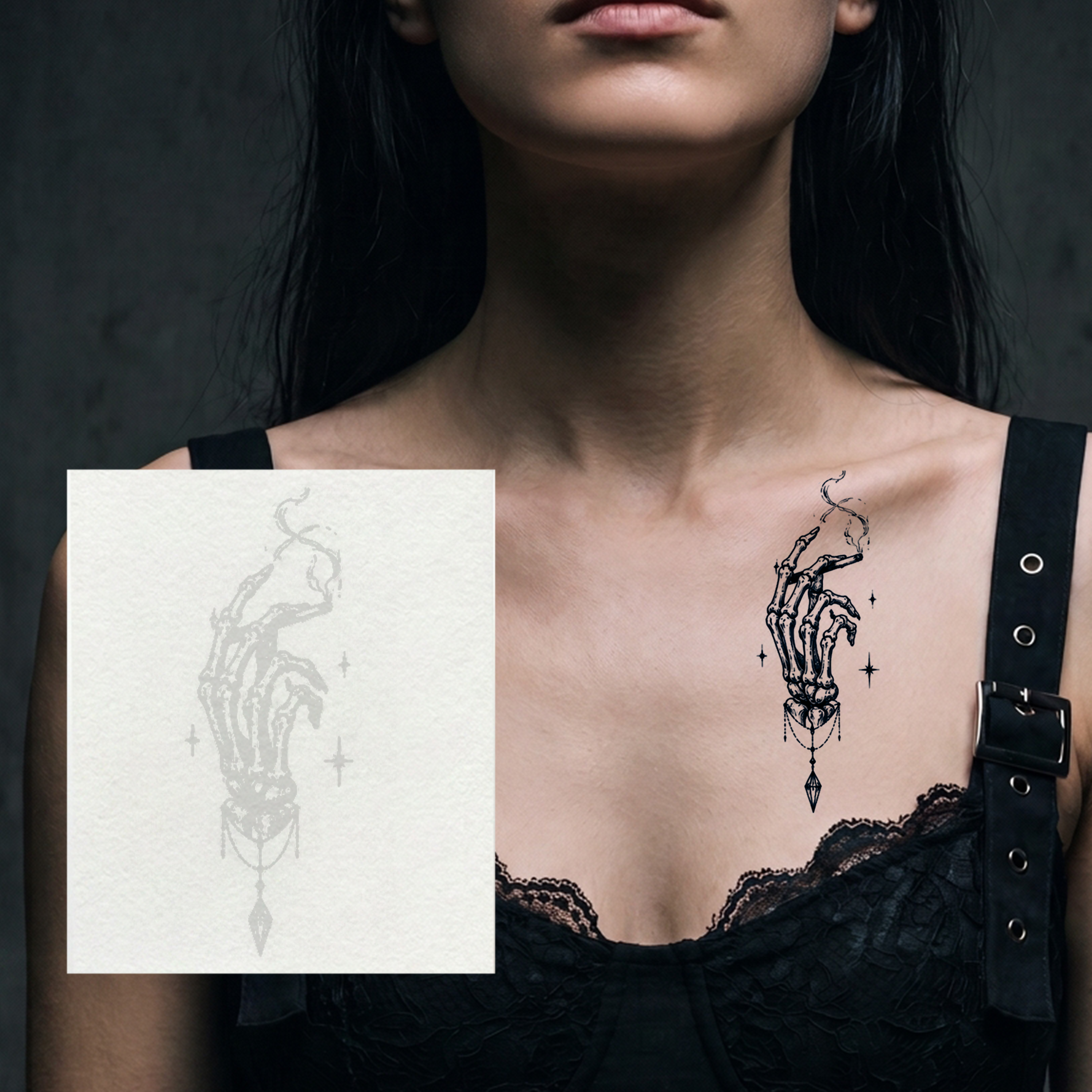 Smoking Bone Temporary Tattoo