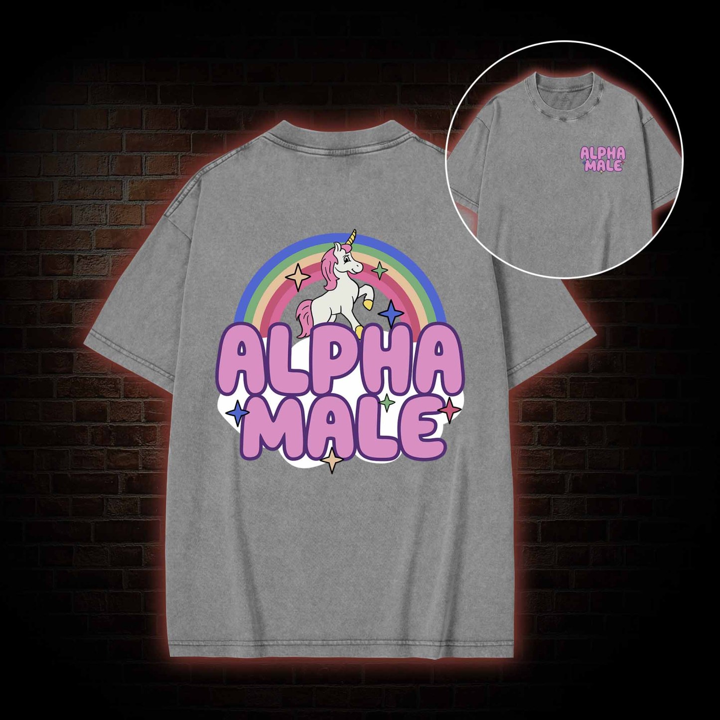 Alpha Male Back Print Washed T-shirt