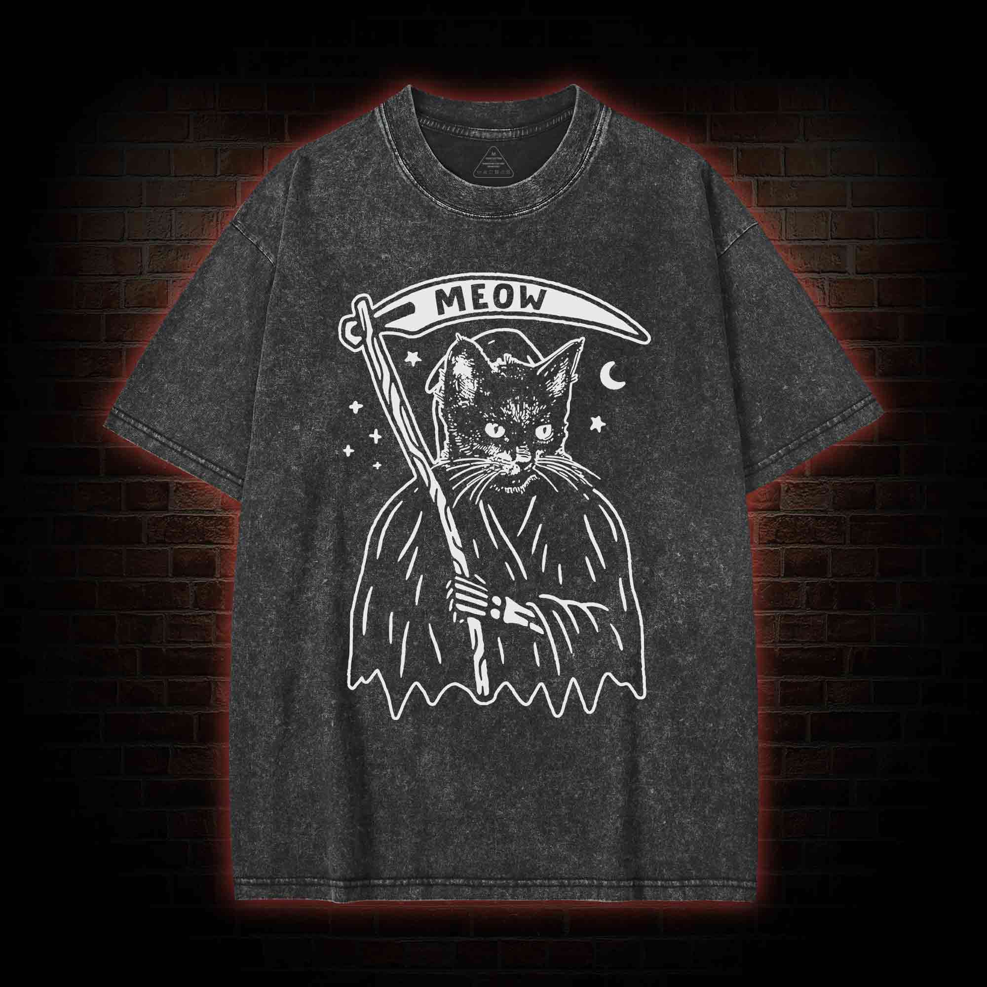 Death Meow Washed T-shirt