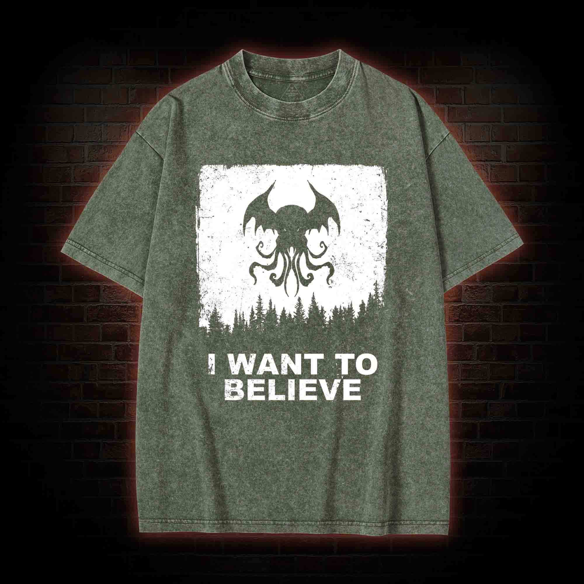 I Want to Believe in Cthulhu Washed T-shirt