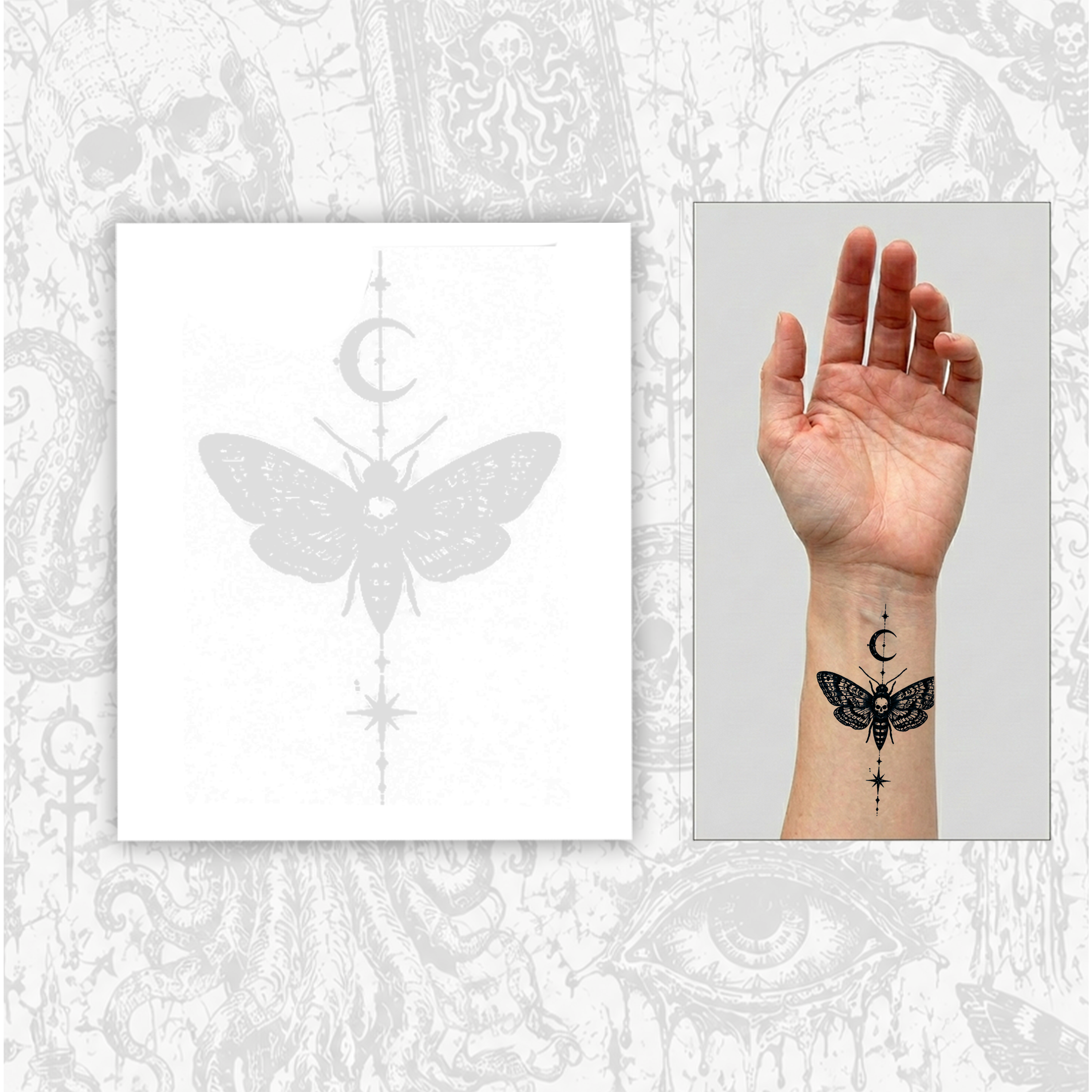 Dying Moth Temporary Tattoo