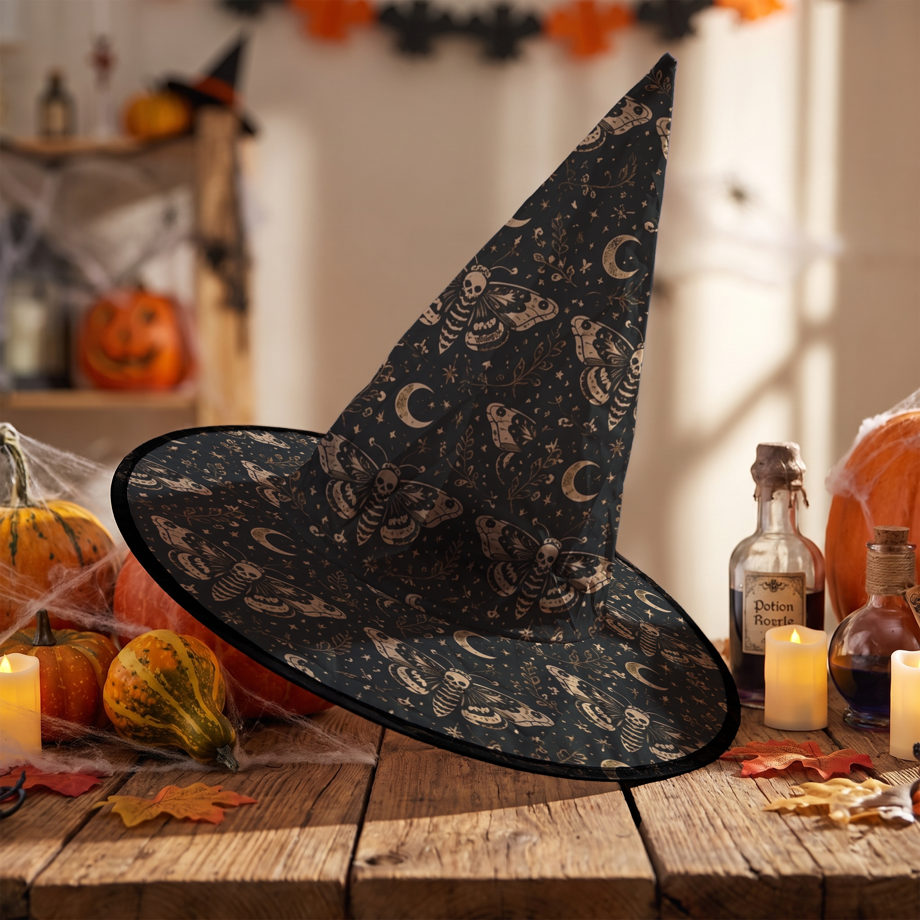 Skull Moth Halloween Witch Hat