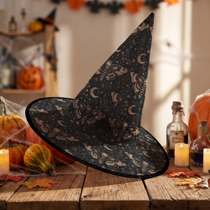 Skull Moth Halloween Witch Hat