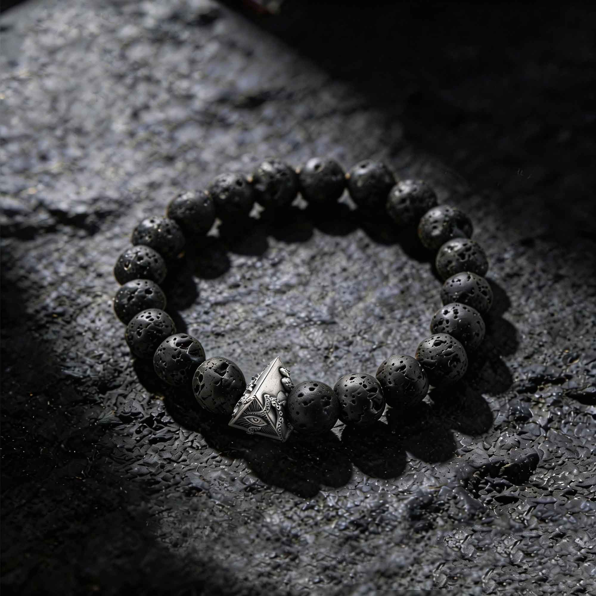 All Seeing Eyes Lava Stone Beaded Bracelet