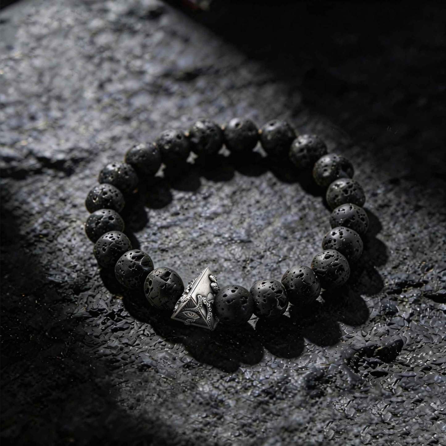 All Seeing Eyes Lava Stone Beaded Bracelet
